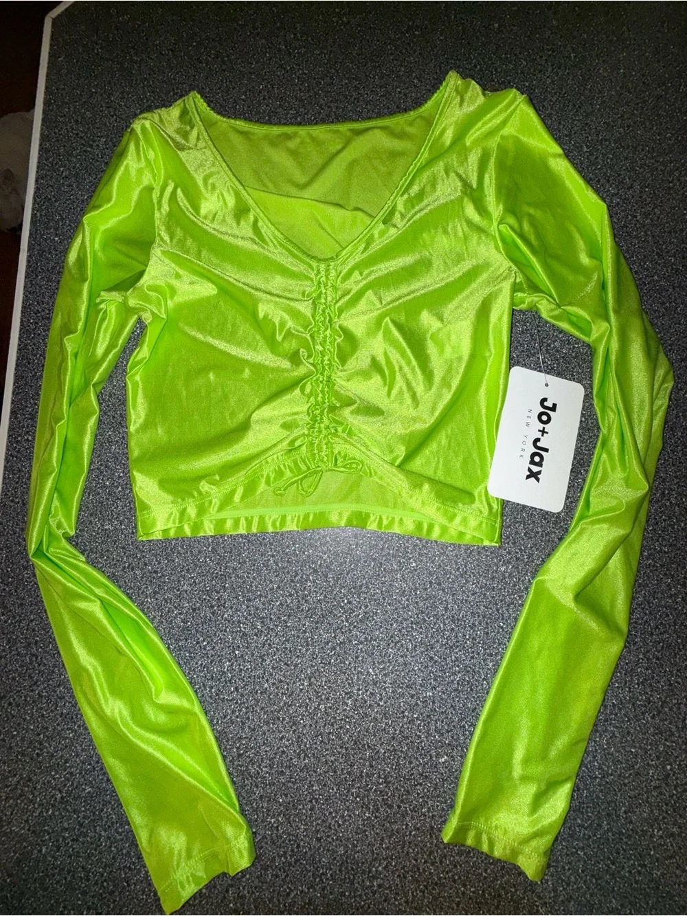 Jo+Jax Neon Lime Ruched Crop Top Size X-Small Adult NWT!!